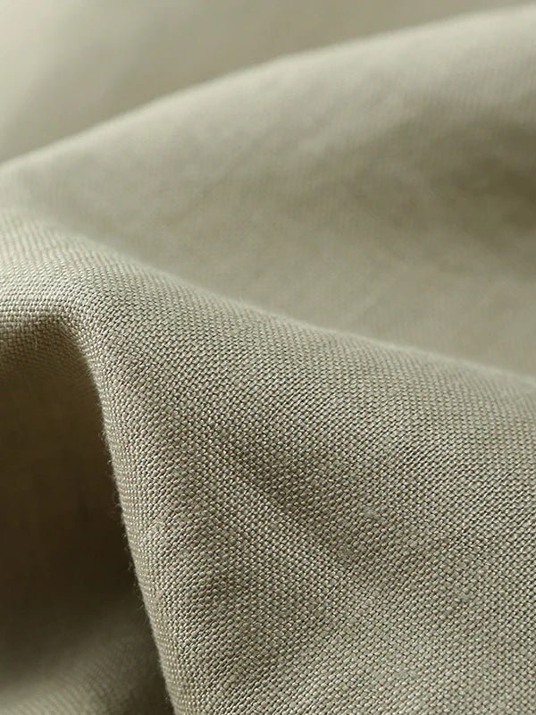 Pure Color Crew Neck Short Sleeve Linen Tee Top