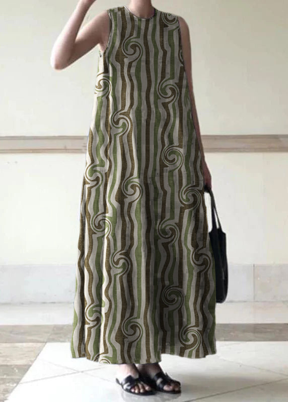 Handmade Black Linen Dresses O Neck Sleeveless Cotton Robes Summer Dresses