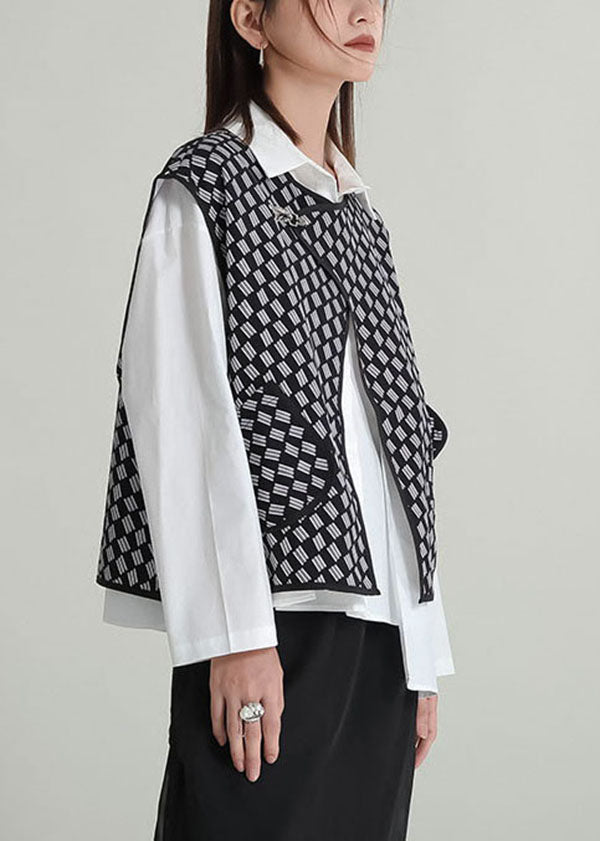 Black Oversized Print Vest Tops
