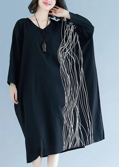 Unique V Neck Baggy Cotton Tunics Tutorials Black Cotton Robes Dress