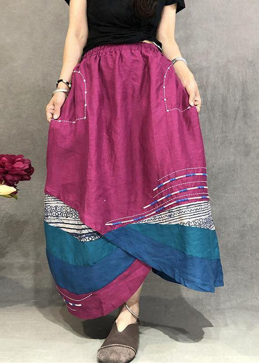 Linen Skirrts Summer Thin Breathable Color Matching Loose Irregular Skirt
