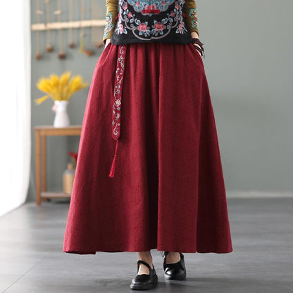 Winter Retro Thick Furred Loose A-line Skirt