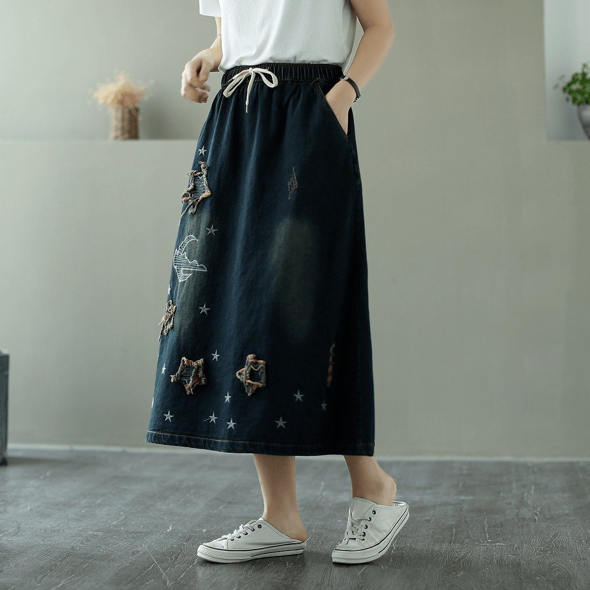 And Cozy Wild Long Loose Denim Skirt