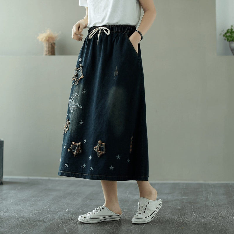 And Cozy Wild Long Loose Denim Skirt