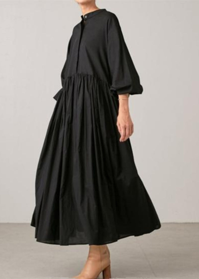 Classy Grey Wrinkled Cotton Shirts Dress Spring
