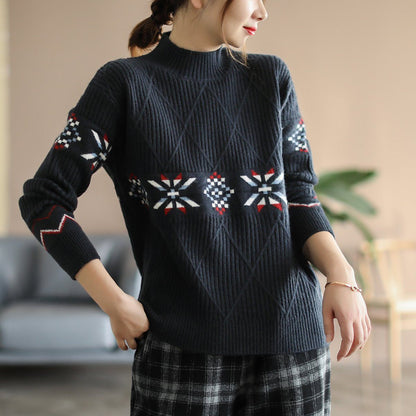 Winter Half Turtleneck Loose Knitted Sweater