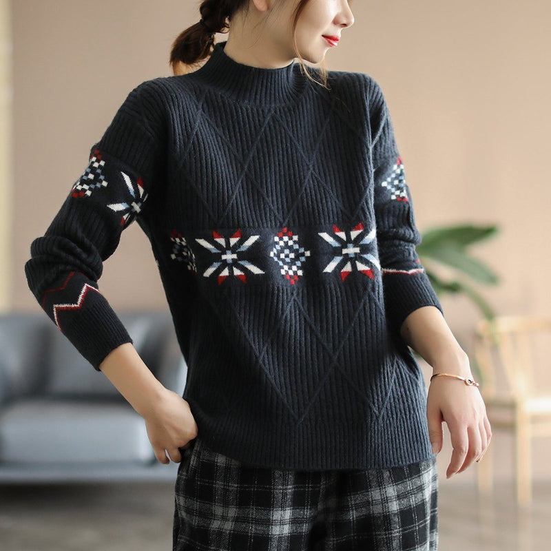 Winter Half Turtleneck Loose Knitted Sweater