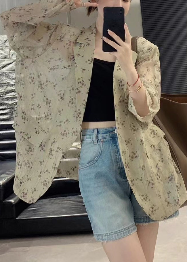 Simple Black Oversized Print Chiffon Upf 50+ Coat Jacket Spring