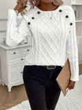 Annelie® | Single-breasted cable-knit sweater with a crew neck
