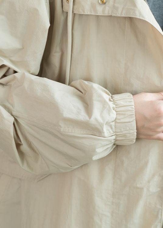 Hooded Zippered Coats Nude Tunic Coats Fall