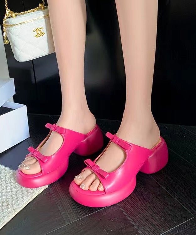 Rose Bow Buckle Strap Chunky Sandals