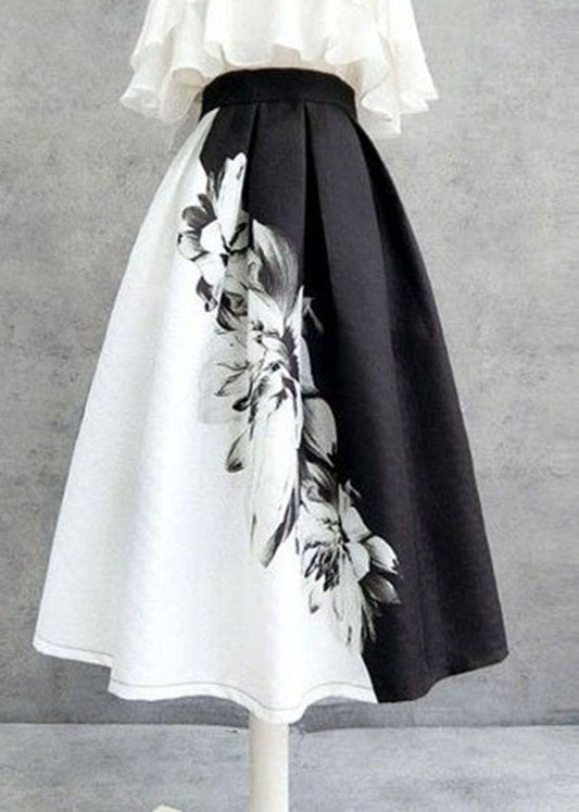 Colorblock Wrinkled Print Cotton Skirts Spring