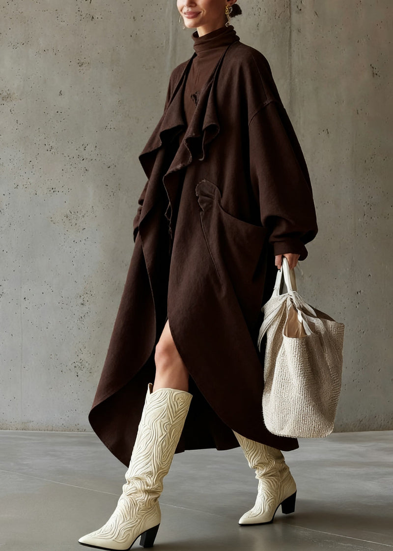 Button Pockets Cotton Long Coats Spring