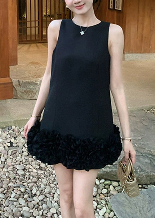 Black Original Design Cotton Mini Dresses O Neck Summer