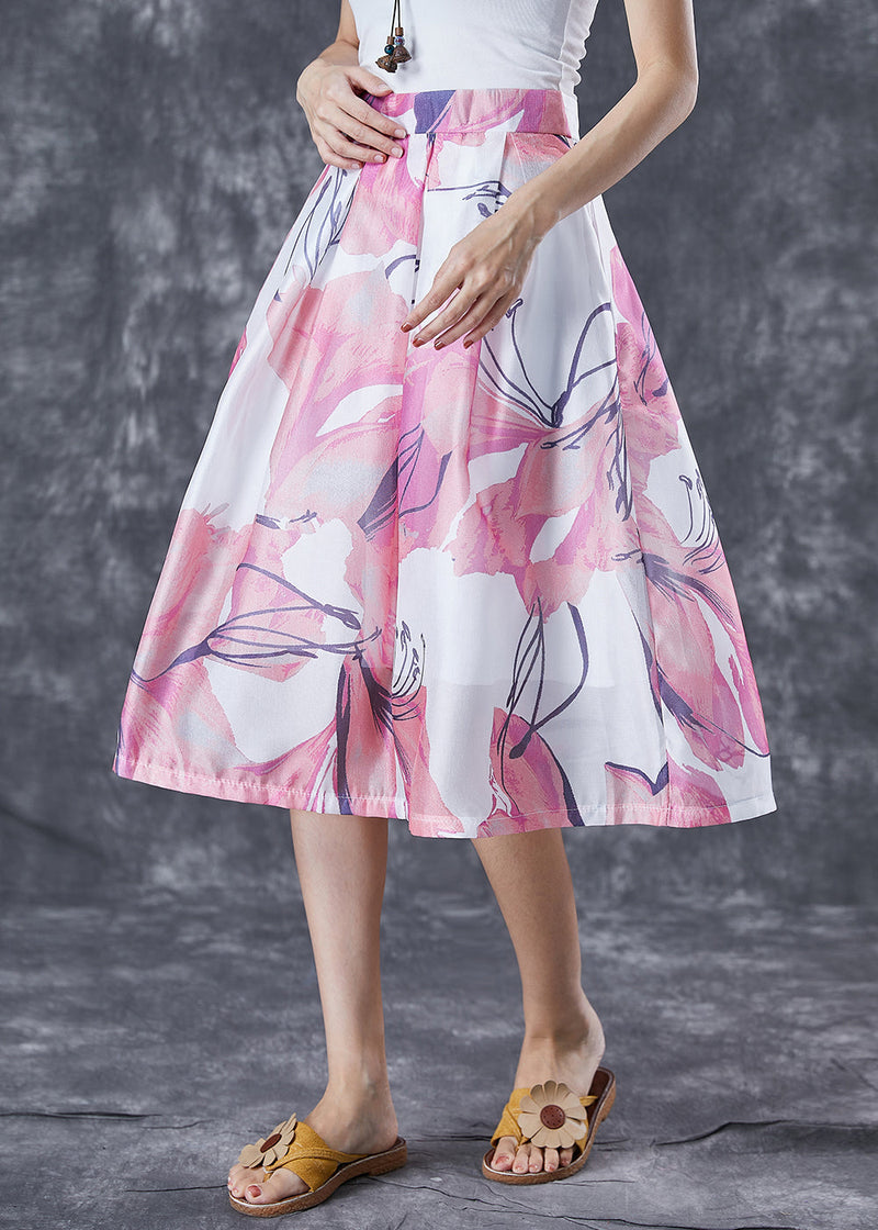 Pink Print Slim Fit a Line Skirt Summer