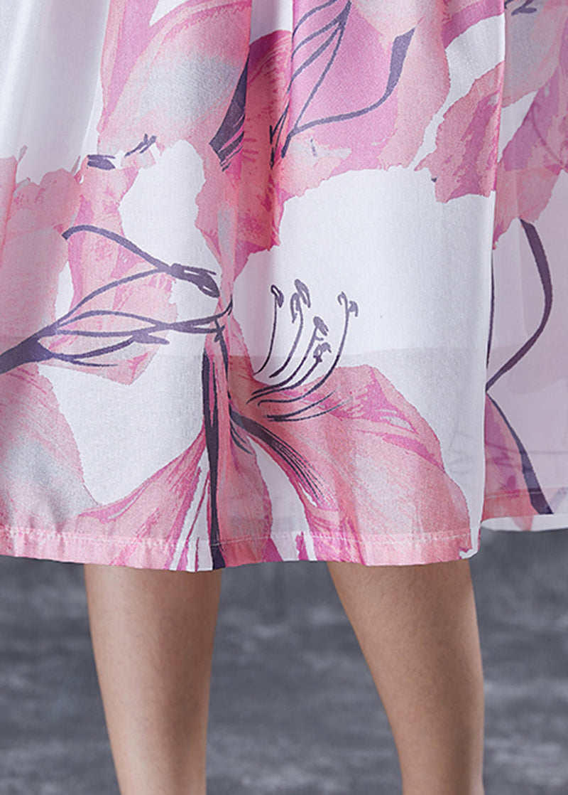 Pink Print Slim Fit a Line Skirt Summer
