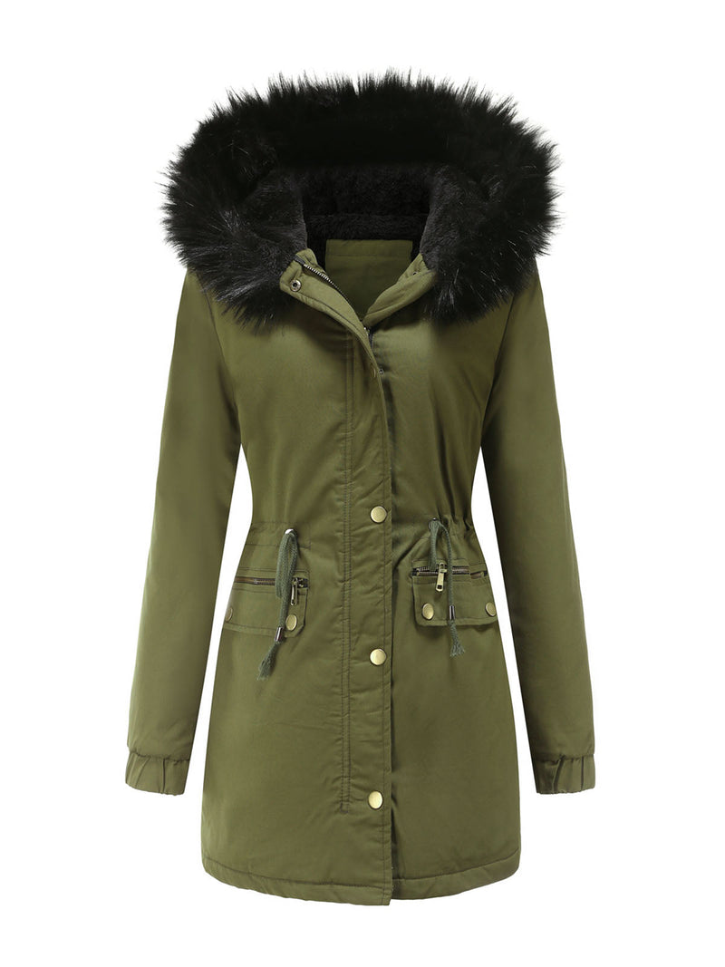 Parka Coat Street Plush Winter Hoodie Coat Color Oversized Fur Warm Coat