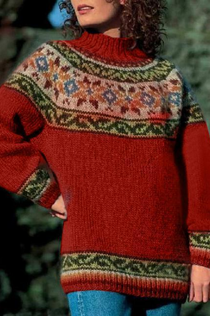 Long Sleeve Jacquard Sweater