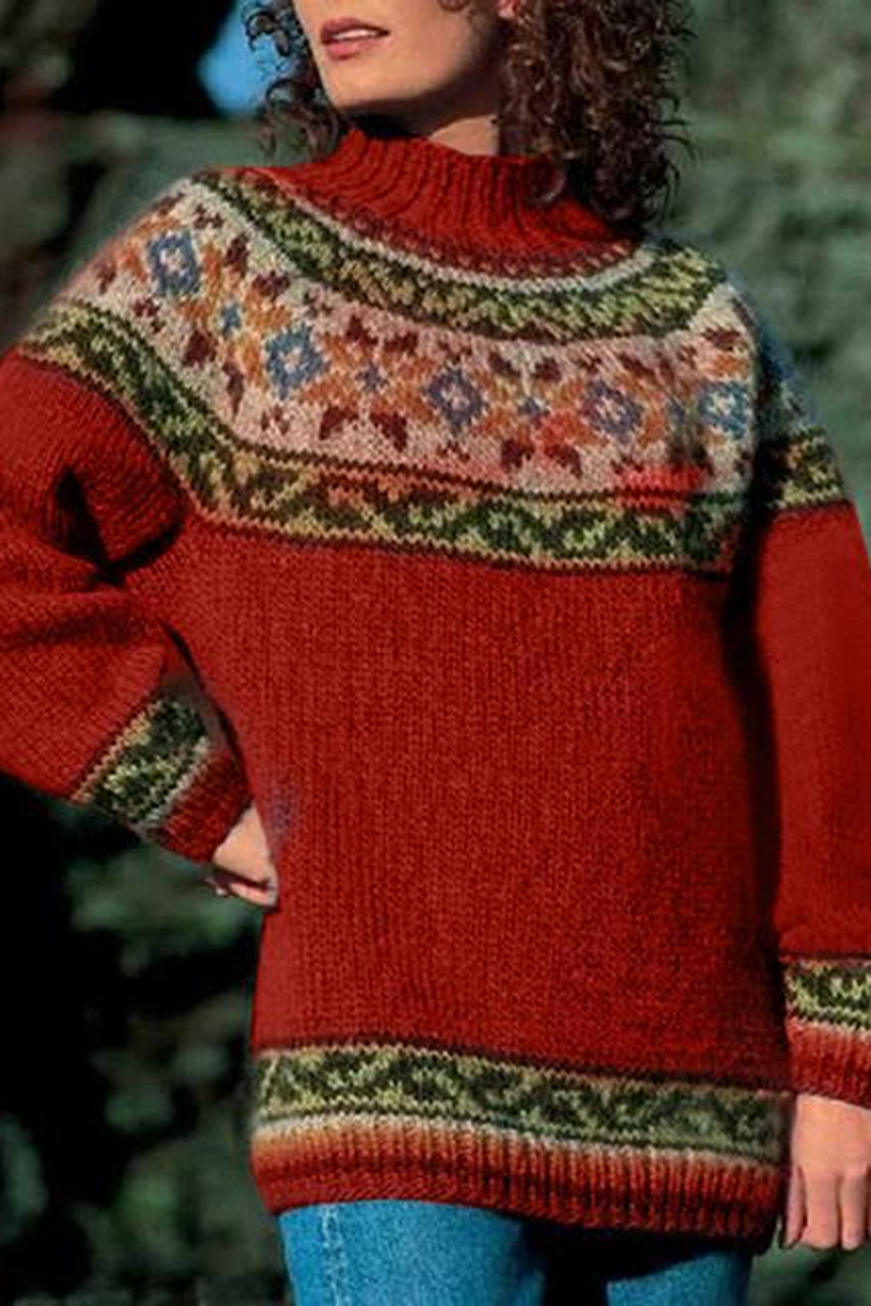Long Sleeve Jacquard Sweater