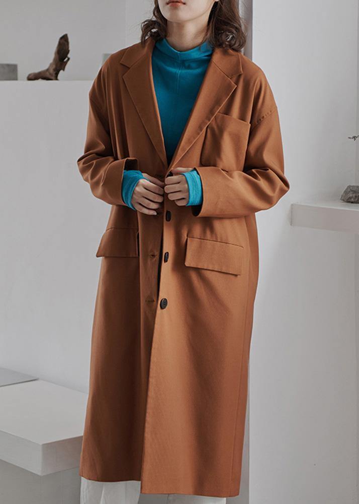 Diy Brown Tunics for Gifts Lapel Collar Fall Coat