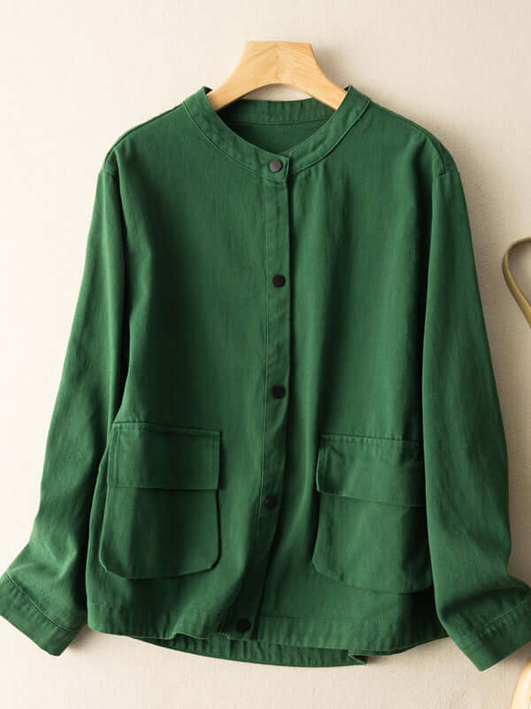 Natural Fabric Single-breasted Minimalist Style Coat With Pockets