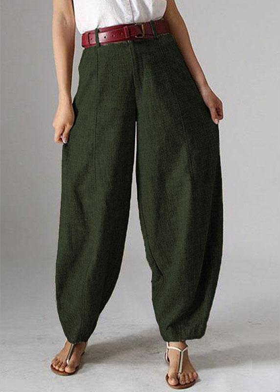 High Waist Button Color Harem Pants With Pocket