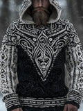 Men's Ethnic Patterned Dark Retro Hooded Knitted Sweater artswardrobe