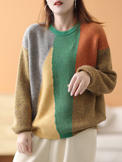 Winter Geometric Colorblock Sweater