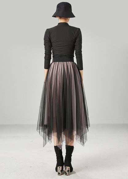 Black Asymmetrical Exra Large Hem Tulle Skirt Summer