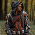 Men's Vintage Skull Art Cozy Knit Hooded Sweater artswardrobe
