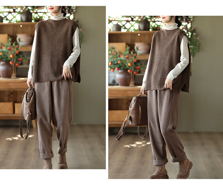 Temperament Loose Sleeveless Pullover Vest Literary Color Vest