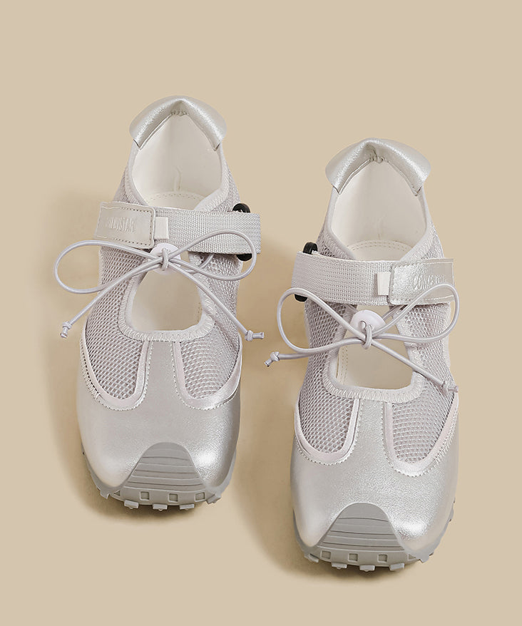 Purple Hollow Out Splicing Flat Shoes for