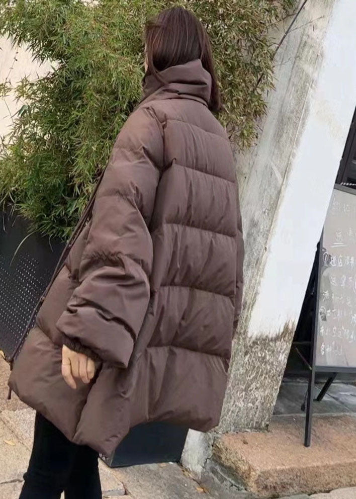 Original Design Coffee Scarf Collar Oriental Button Duck Down Winter Coats