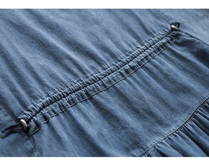 Literary Tencel Denim Mid Length Short Sleeve Dress