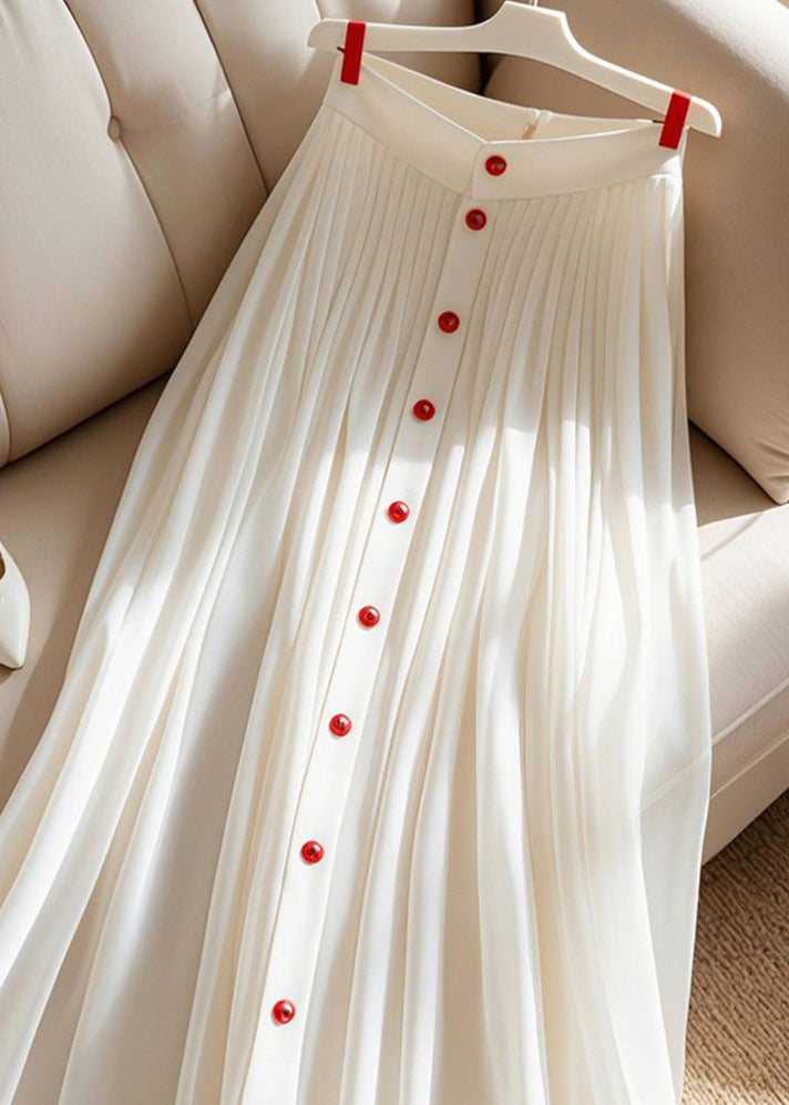 Art White High Waist Pleated Skirt Summer