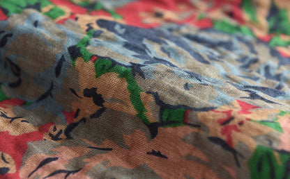 -print Cotton and Linen Quilted Vest