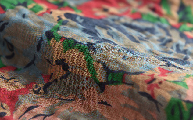 -print Cotton and Linen Quilted Vest