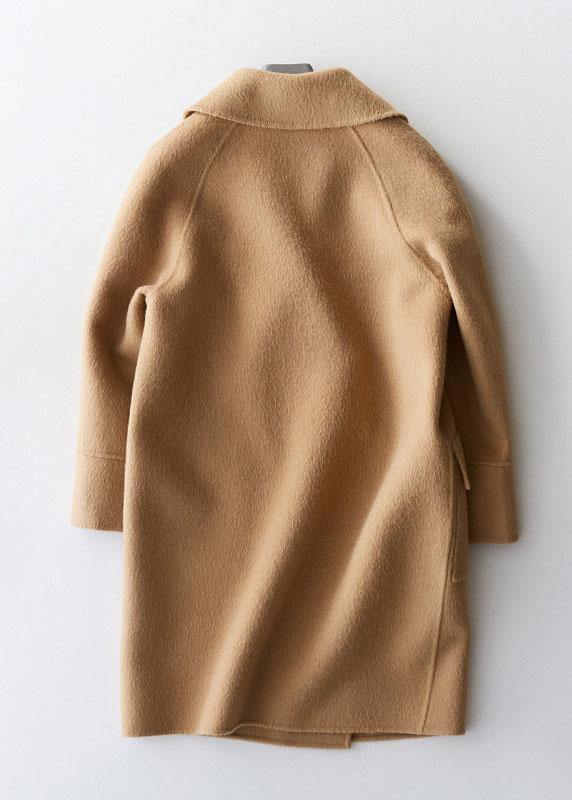 Loose Fitting Winter Jackets Big Pockets Coats Beige Wool Coat