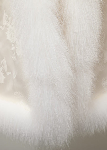 Black Jacquard Patchwork Fox Fur Duck Down Coat Winter