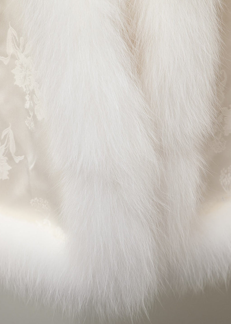 Black Jacquard Patchwork Fox Fur Duck Down Coat Winter