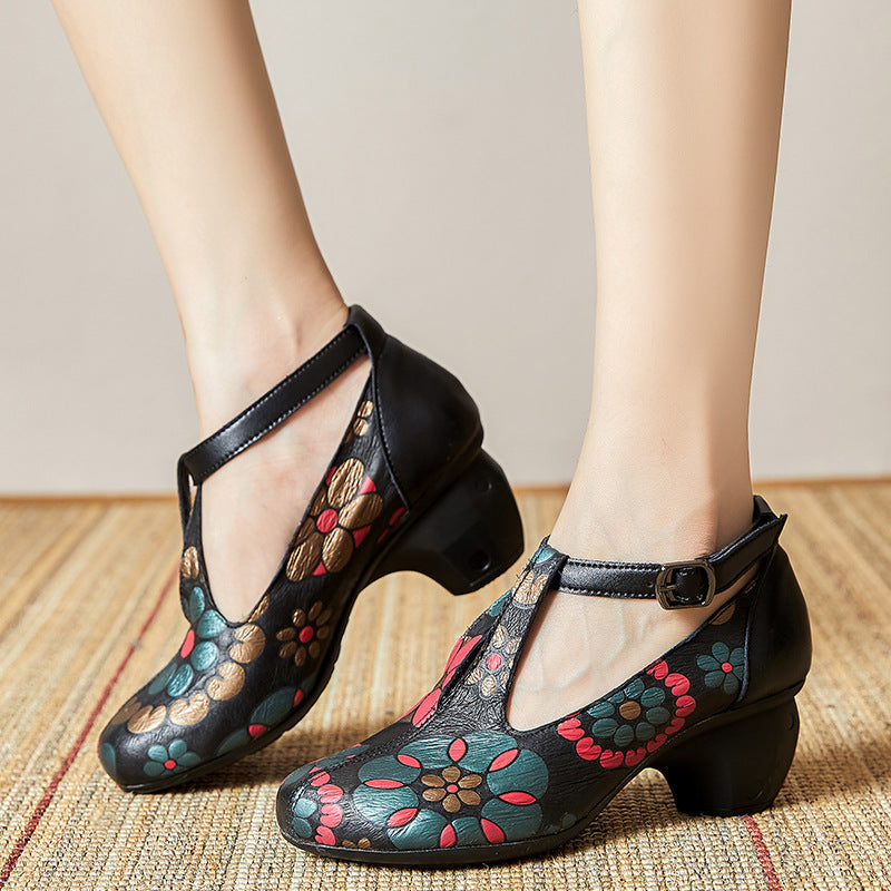 Autumn Retro Leather Pump Shoes