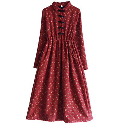 Autumn Winter Retro Plush Thicken Dress