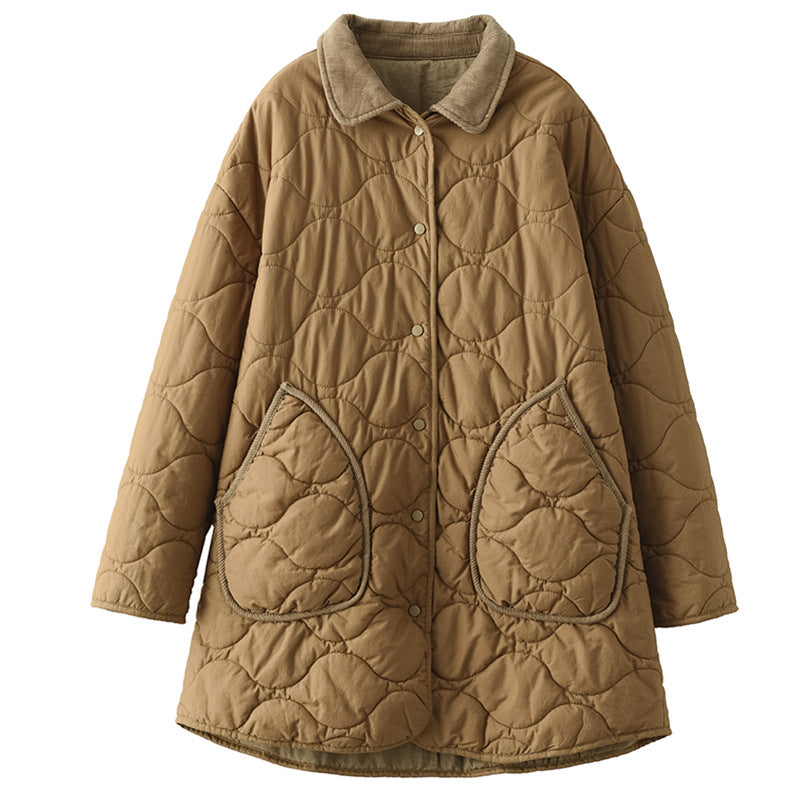 Retro Cotton Thickened Mid-length Quilted Jacket