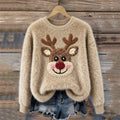 Lovely Fuzzy Reindeer Cozy Knit Sweater artswardrobe