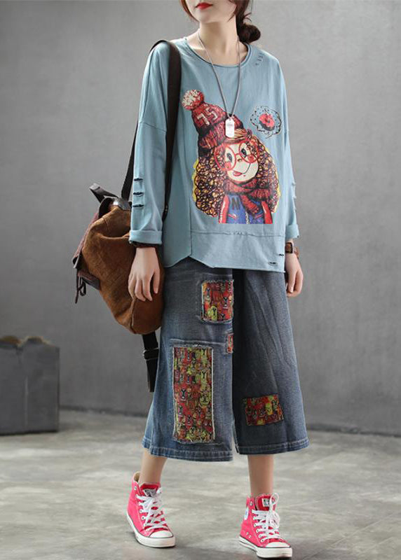 Patchwork Burr Spring Wide Leg Pants