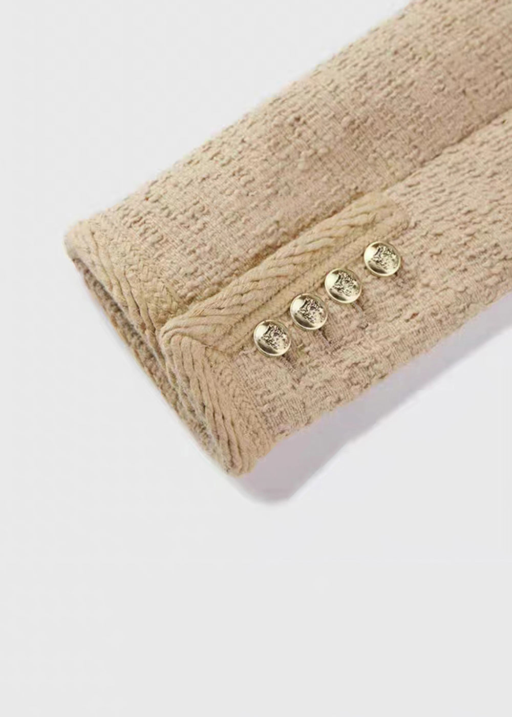 Khaki O Neck Button Patchwork Cotton Coats Fall