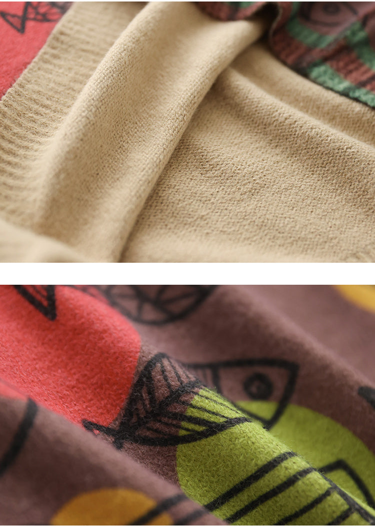 Artistic Retro Half Turtleneck Faux Mink Knitted Sweater