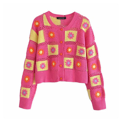 New Flower Crochet Sweater Cardigan Jacket 7250