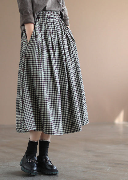 Handmade Blue Plaid Circle a Line Spring Skirts