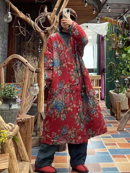 Print Button Shawl Coat